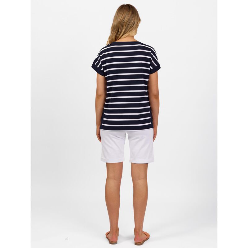 Vassalli Striped Drop Sleeve Top With Stepped Hem image number 1